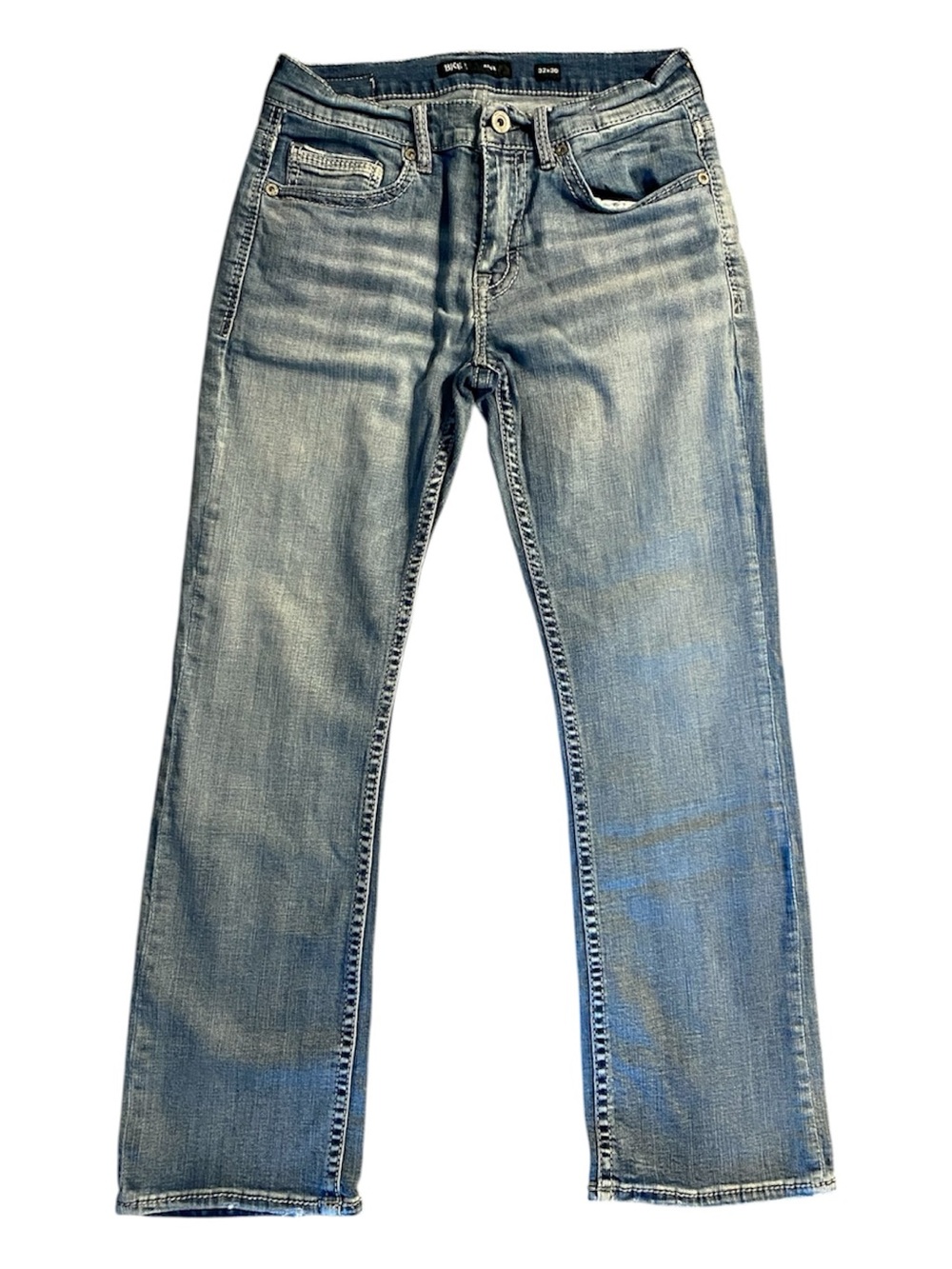 BKE Men's Aiden Washed Blue Straight Jeans